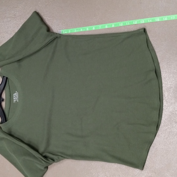 Time And Tru HUNTER Green, Long Sleeve, WaffleKnit Shirt - Picture 5 of 10